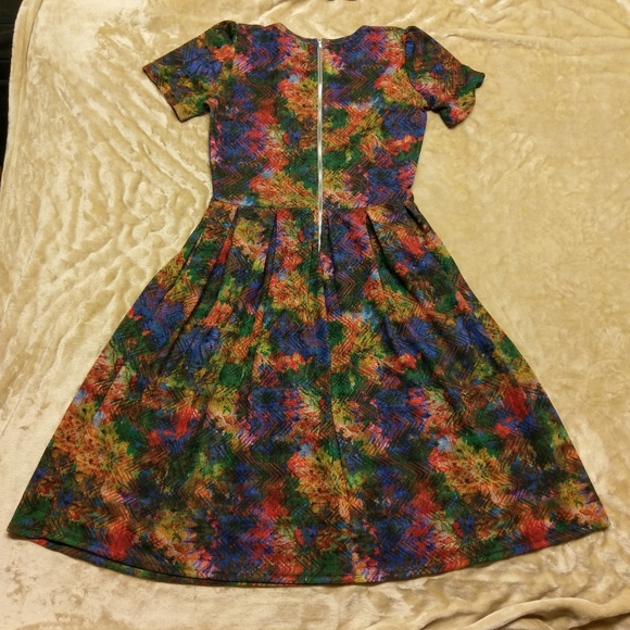🌺LulaRoe Multicolor Amelia Zipper Dress, L - Picture 2 of 8